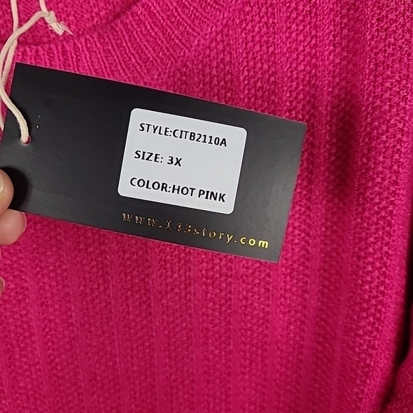 143 Story by Line Up Women's First Meeting Scallop Hem Sweater in Hot Pink Sz 3X - Picture 3 of 7